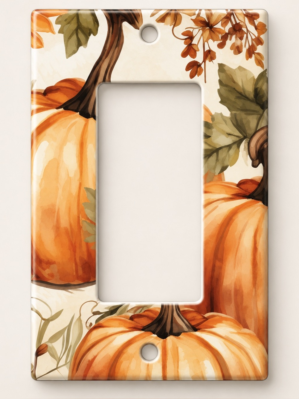 Handmade Watercolor Pumpkin Fall Rocker Light Switch Cover Plate
